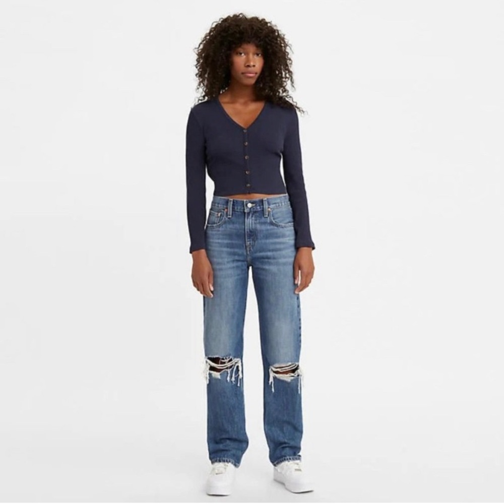 Levi’s Low Pro Straight Ripped Knee Rigid Denim Jean Breathe Out Blue 30 - Picture 2 of 16